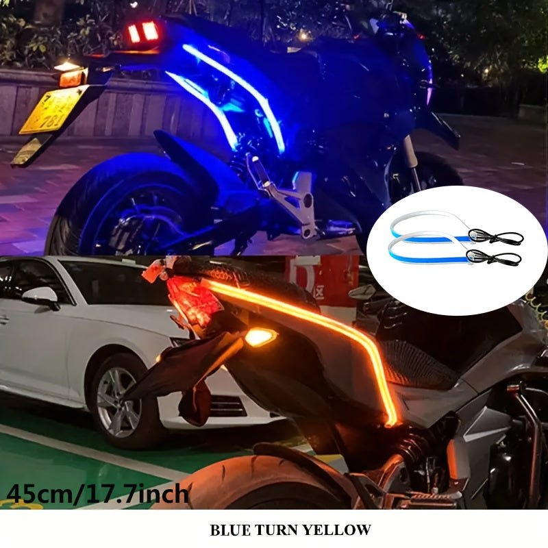 2个LED灯黄色流动灯带，灵活的灯带，适用于汽车配件，无需电池