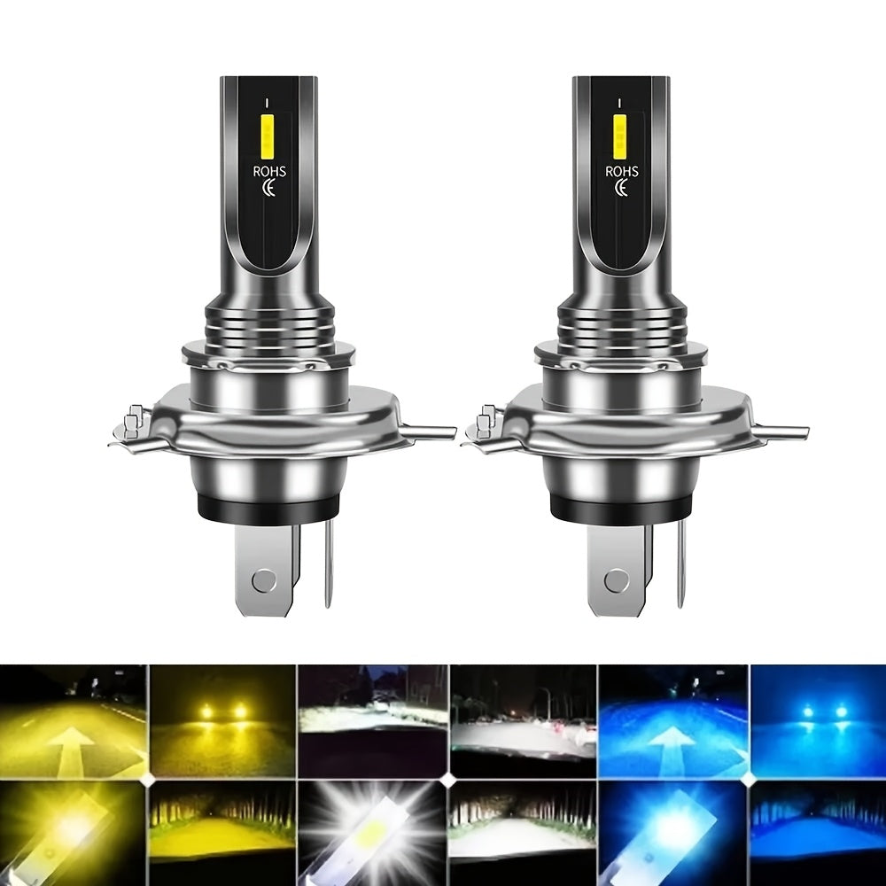 2-Pack Super Bright LED Bulb Combo Set, H4 H7 9005 H11 Fog Light and High/Low Beam, for Car and Motorcycle, with 10 Push-Type Retainer Clips Bumper Clips Auto Modification Parts