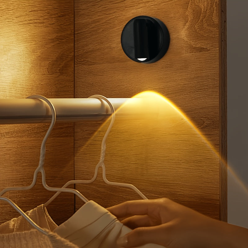 2026 New White/Black LED Sensor Spotlight, Picture Wall Light, Spot Light, Motion Sensor + Touch Dimming, 7-Color RGB Dynamic Gradient Effect, Round Spot Light, Decorative Ambient Light, USB Rechargeable, Magnetic Installation