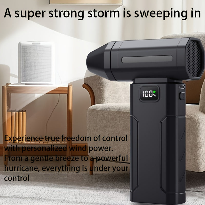5200mAh Large Capacity Handheld Portable Fan, Personal Cooling Fan, Rechargeable with LED Light, Multi-use for Snow Removal, Keyboard Dust Cleaning, Cooling, Air Drying, Leaf Blowing, Essential for Outdoor