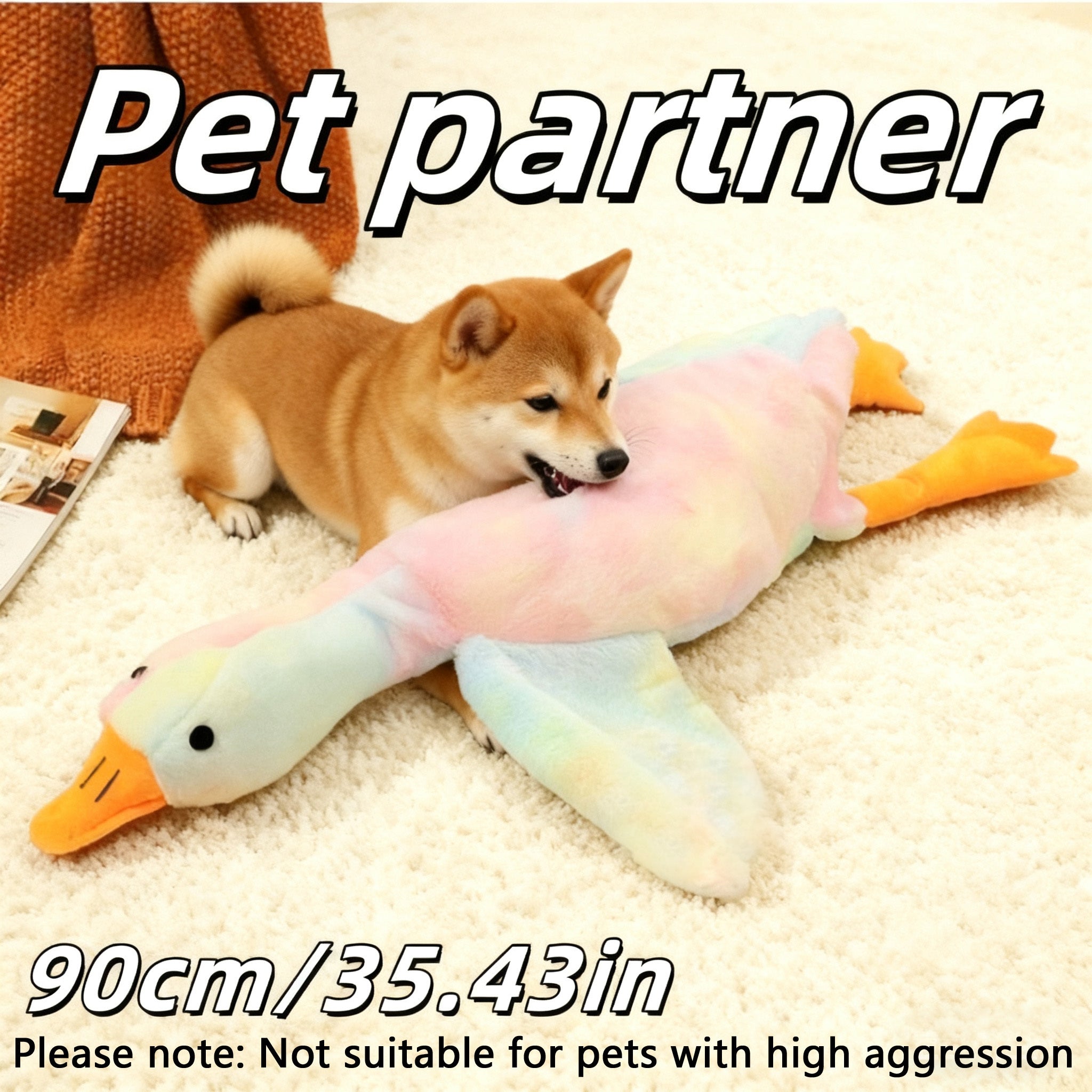 90cm/35.43in-大尺寸大鹅宠物毛绒玩具，狗狗伴侣玩具，适合大中小型宠物，多个颜色可选，宠物节日礼物、狗玩具&狗用毛绒玩具，刺绣眼睛及无拉链设计