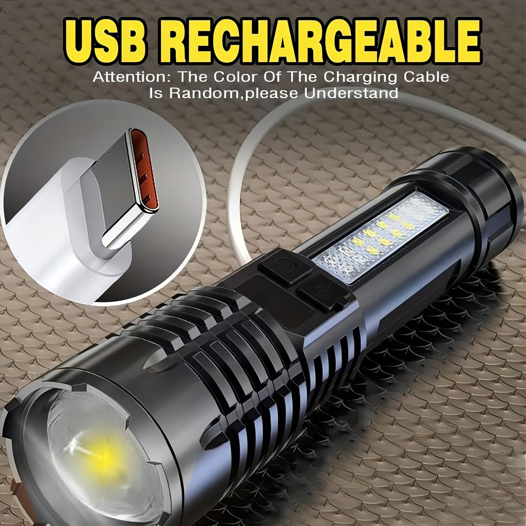 Rechargeable High Lumen Super Bright Flashlight, 5 Modes Zoomable with LCD Digital Display, Powerful Handheld LED Flashlight, ABS Material High Brightness Outdoor Light for Emergency, Camping, Fishing, Running and Hiking