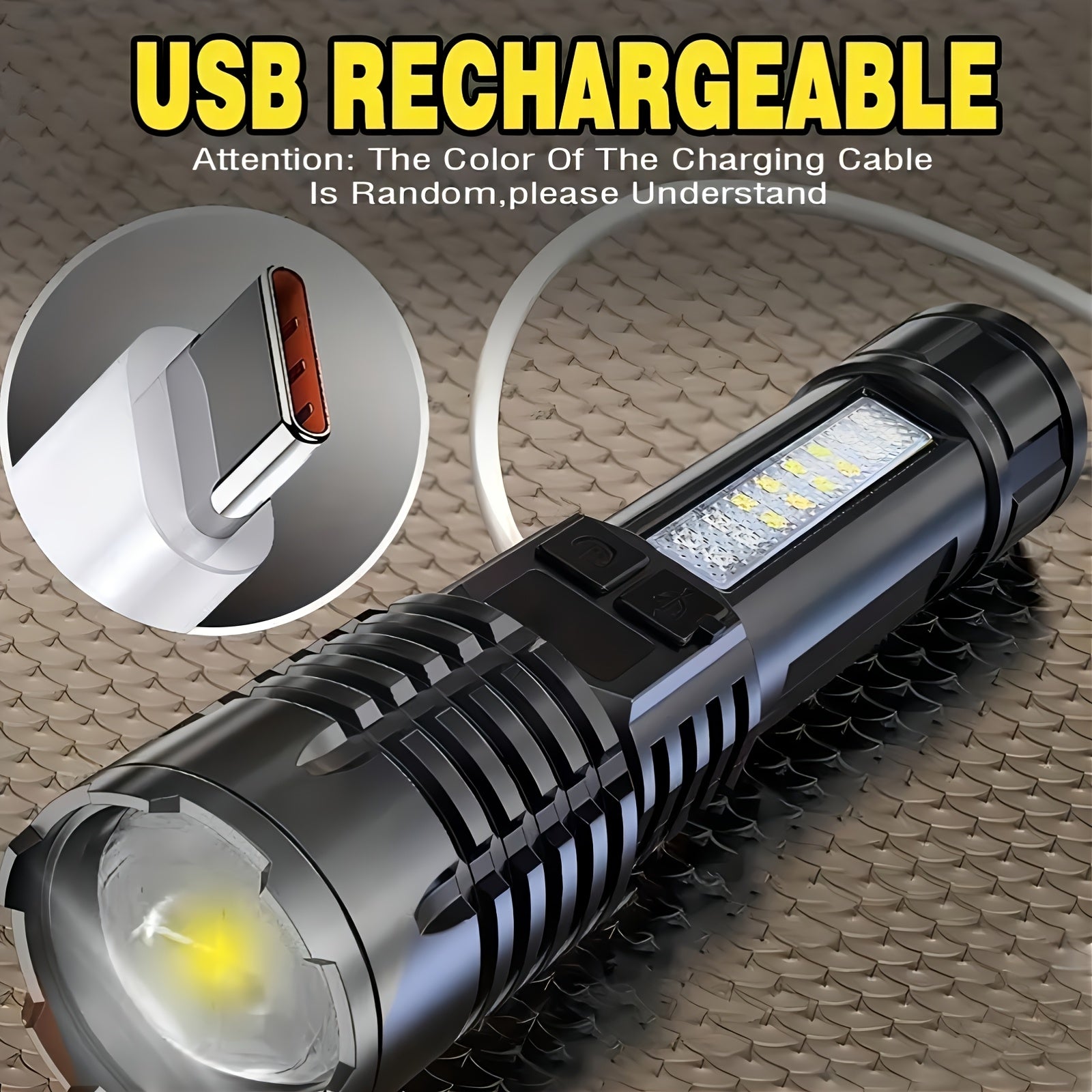 Rechargeable High Lumen Super Bright Flashlight, 5 Modes Zoomable with LCD Digital Display, Powerful Handheld LED Flashlight, ABS Material High Brightness Outdoor Light for Emergency, Camping, Fishing, Running and Hiking