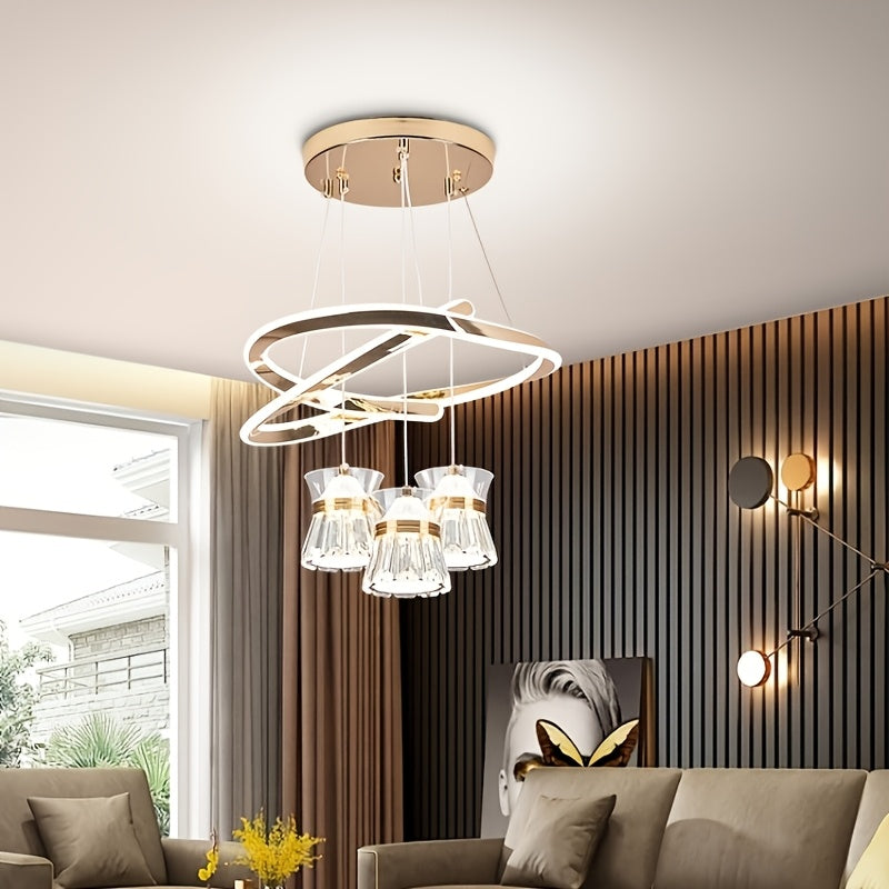 Modern LED Indoor Pendant Light with 3 Lights, Adjustable Color Temperature, 3-Color Temperature Lighting Fixture