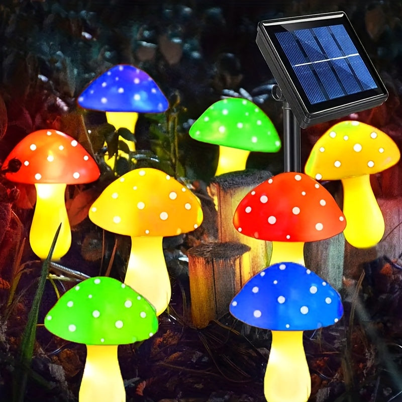 太阳能蘑菇灯户外花园装饰灯 支持调光，8LED蘑菇户外配件，8种模式太阳能圣诞装饰草坪灯，光源感应设计，适用于露营、庭院、花园、景观美化、后院及小径装饰