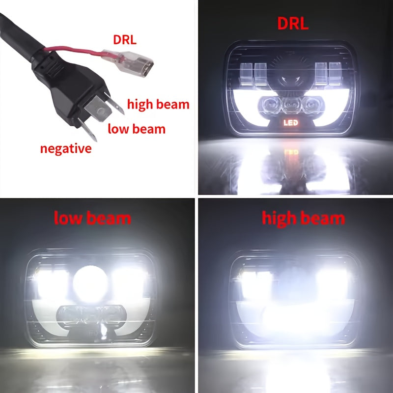 7X6 LED Headlight for Cars, 7-Inch Square Design, 6000K Brightness, Suitable for Daytime Use, High/Low Beam Selectable, Compatible with 4X4 Cherokee XJ and SUVs, 12V or 24V Power Supply