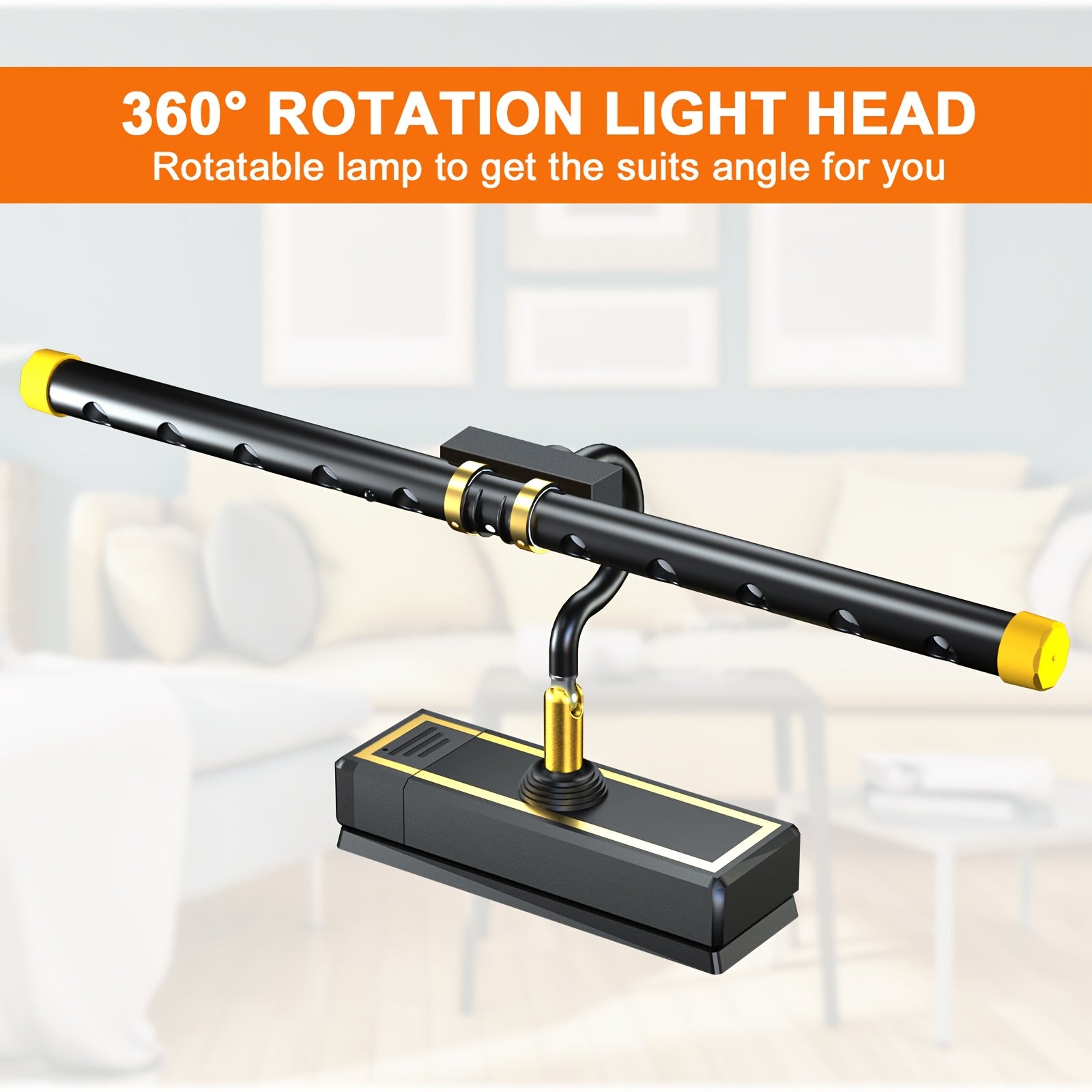Battery-powered picture light, rechargeable LED picture light with remote control, RGB dimmable, programmable timer, magnetic 360° rotatable lamp head, suitable for paintings, galleries, libraries, dart rooms, bedrooms, and 5000mAh battery