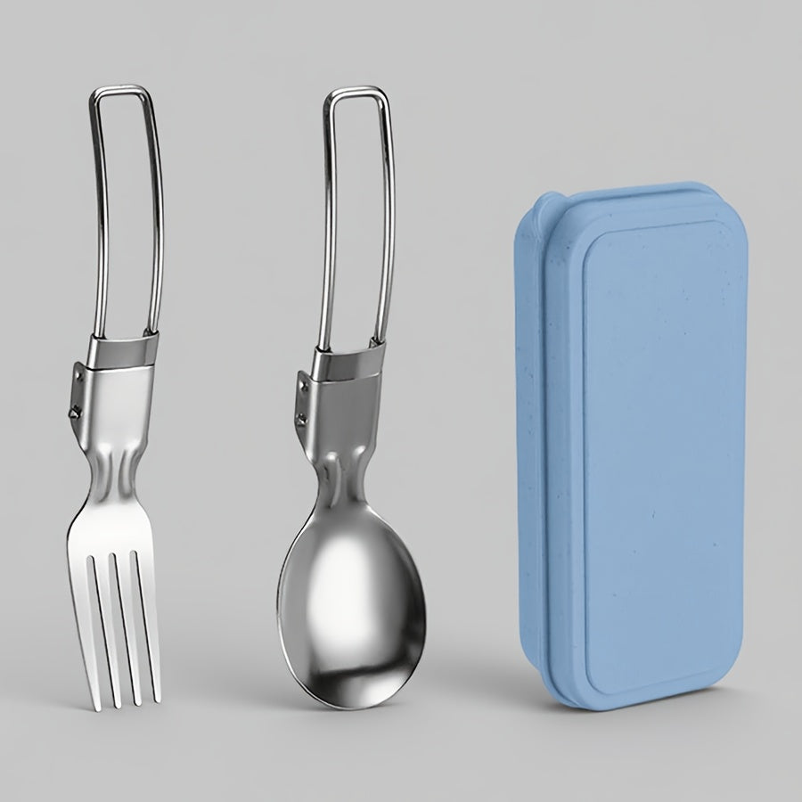 3-Piece Stainless Steel Foldable Knife Fork Spoon Set – Portable, Polished, Perfect for Outdoor Camping, Christmas, Easter, Father‘s Day, Labor Day – Foldable Spoon Fork Knife Set