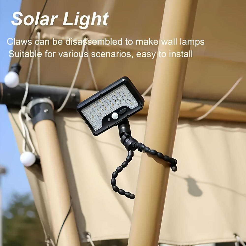 1PC Commercial Street Solar Motion Sensor Light, Solar Wall Light with Foldable Flexible Bracket, 92LED Street Light, 3 Modes Auto On/Off, Perfect for Outdoor Tree Branches, Tents, Camping, Tabletops, Walls, Streets, Garden Security Lighting