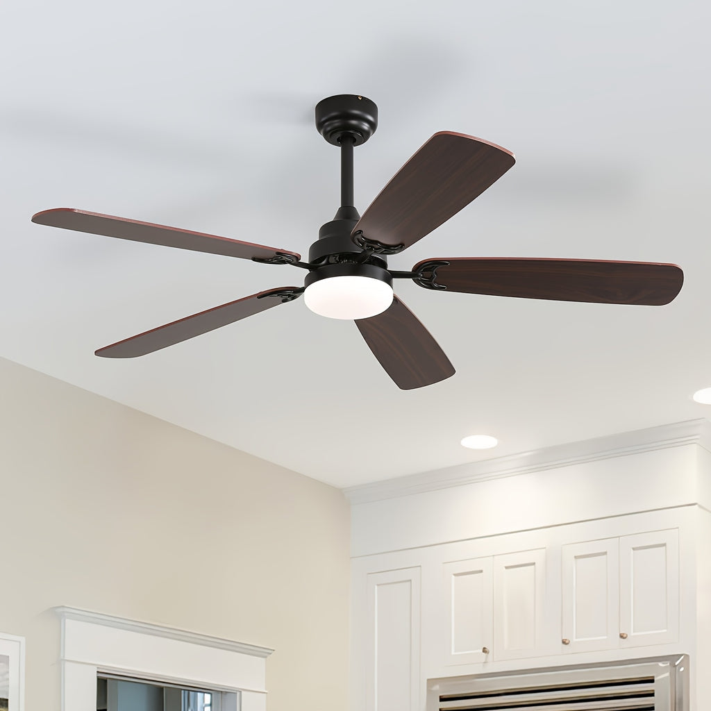 Sofucor 42/52 Inch Remote Ceiling Fan with Light, 6 Wind Speed 3 Color 3 Timer Settings, Low Profile Flush Mount Fan Light, Quiet Reversible DC Motor, Dual Color Blades, Includes 3 Downrods for High Ceilings