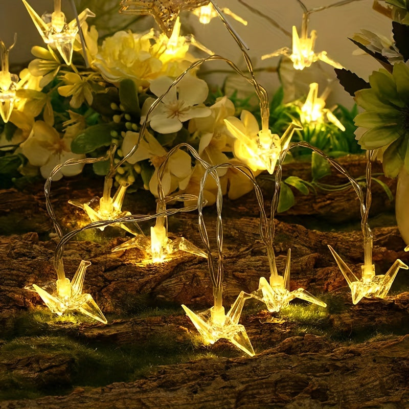 1入 LED 創意透明摺紙鶴 戶外庭院室內裝飾氣氛串燈