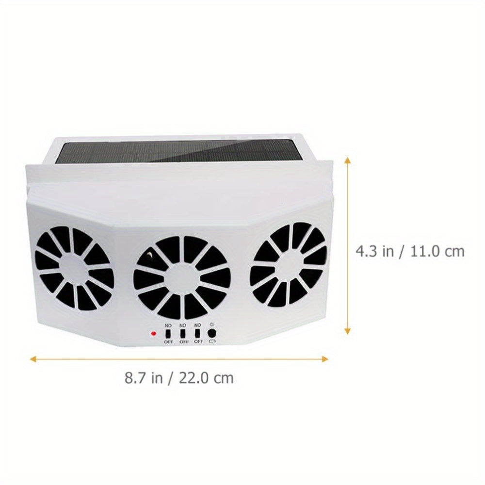 Solar Powered Universal Car Window Fan, Odor Eliminator (Black)