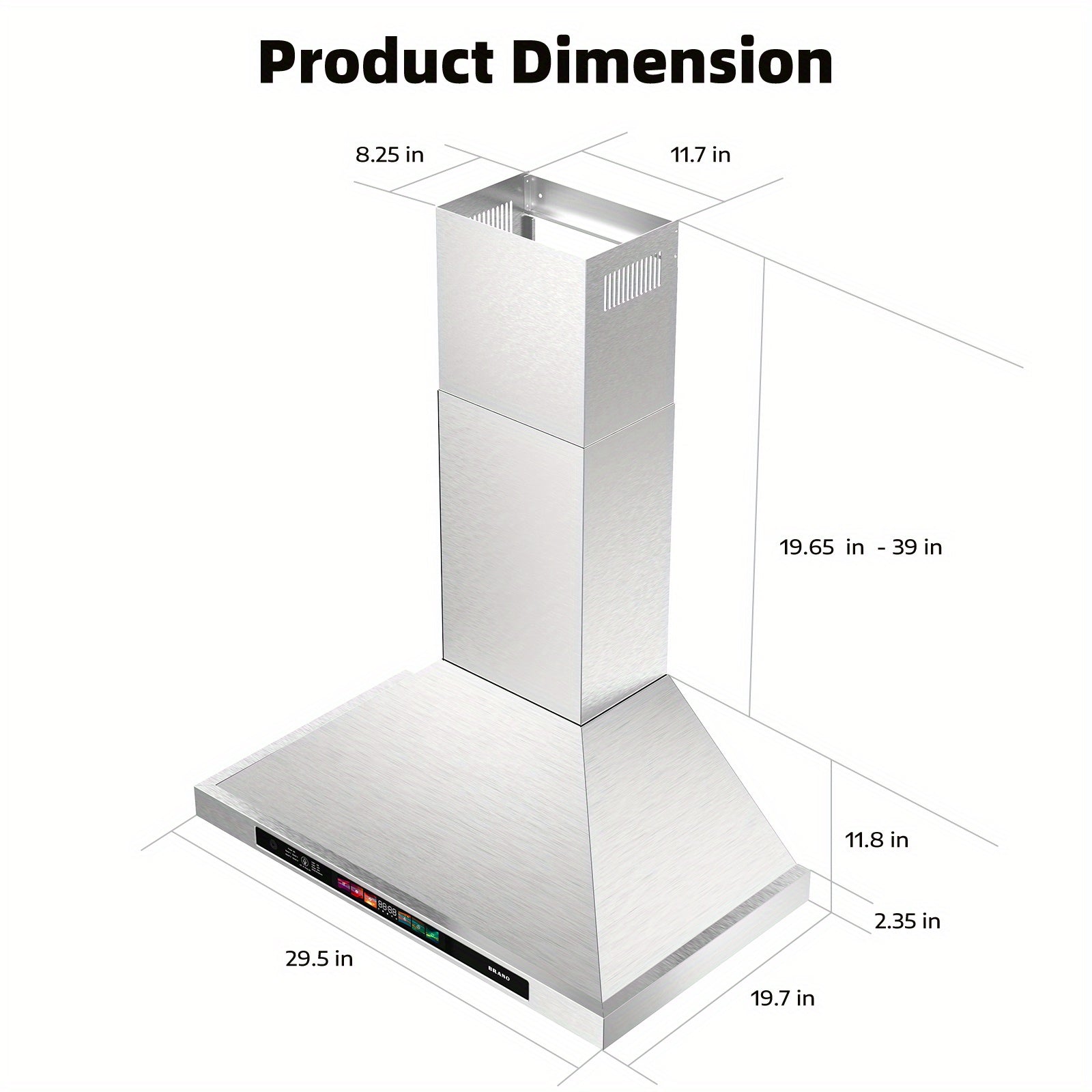 36-Inch Wall-Mounted Range Hood, 900 CFM, with Voice/Gesture/Touch Control, Stainless Steel Kitchen Exhaust Hood, 4-Speed Exhaust Fan, Adjustable LED Light, Memory Mode