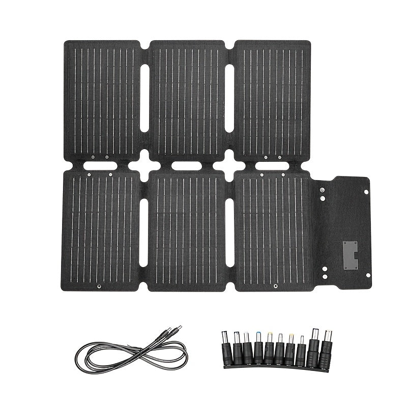 60W Portable Fast-Charging Solar Panel with USB - Compact and Easy to Carry, Suitable for Outdoor Camping and Hiking, Compatible with Phones, Laptops, Power Banks, Cars, and Boats