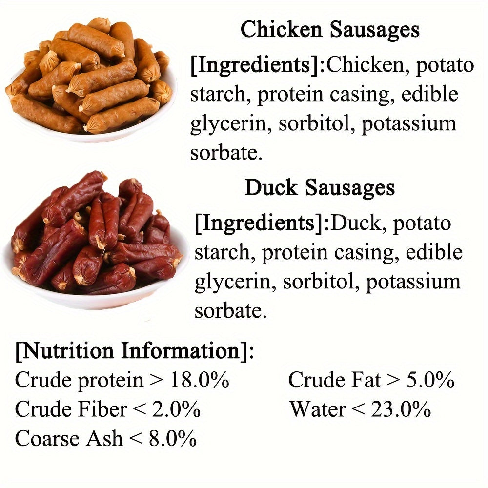 【狗狗專用】嫩雞鴨肉香腸 - 適合小型、中型和大型犬 - 由新鮮肉和高蛋白營養成分製成，適合正向訓練的零食