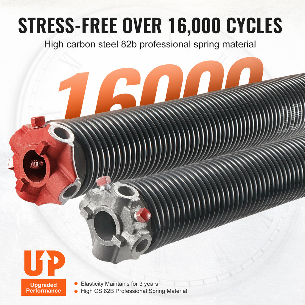 Garage Door Torsion Spring, 16,000 Cycles, 0.25 x 2 x 30in / 0.207 x 2 x 22in / 0.218 x 2 x 24in / 0.218 x 2 x 23in, with Non-Slip Winding Bars, Installation Tools and Gloves, Electrophoretic Coating, for Replacement