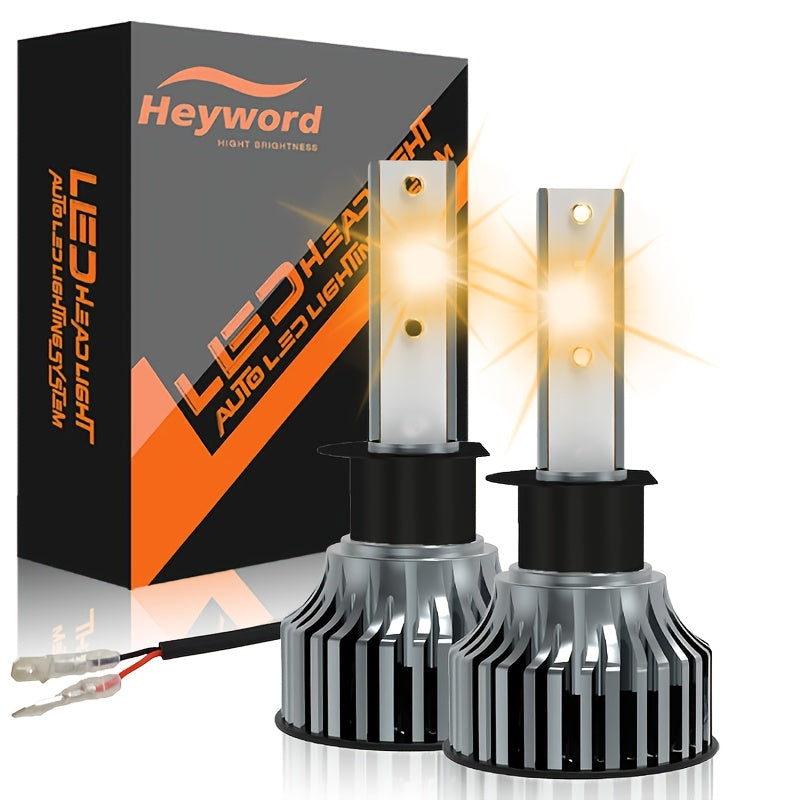 Heyword 2 Sets H7, H1, H3, H4, H8/H9/H11, 9005, 9006, 9012 LED Car Headlight Fog Light, Low Beam, High Beam, Color Temperatures: 4300K/Warm Light, 3000K/Yellow Light, 8000K/Blue Light, 25000K/Ice Blue, 6000K/White Light