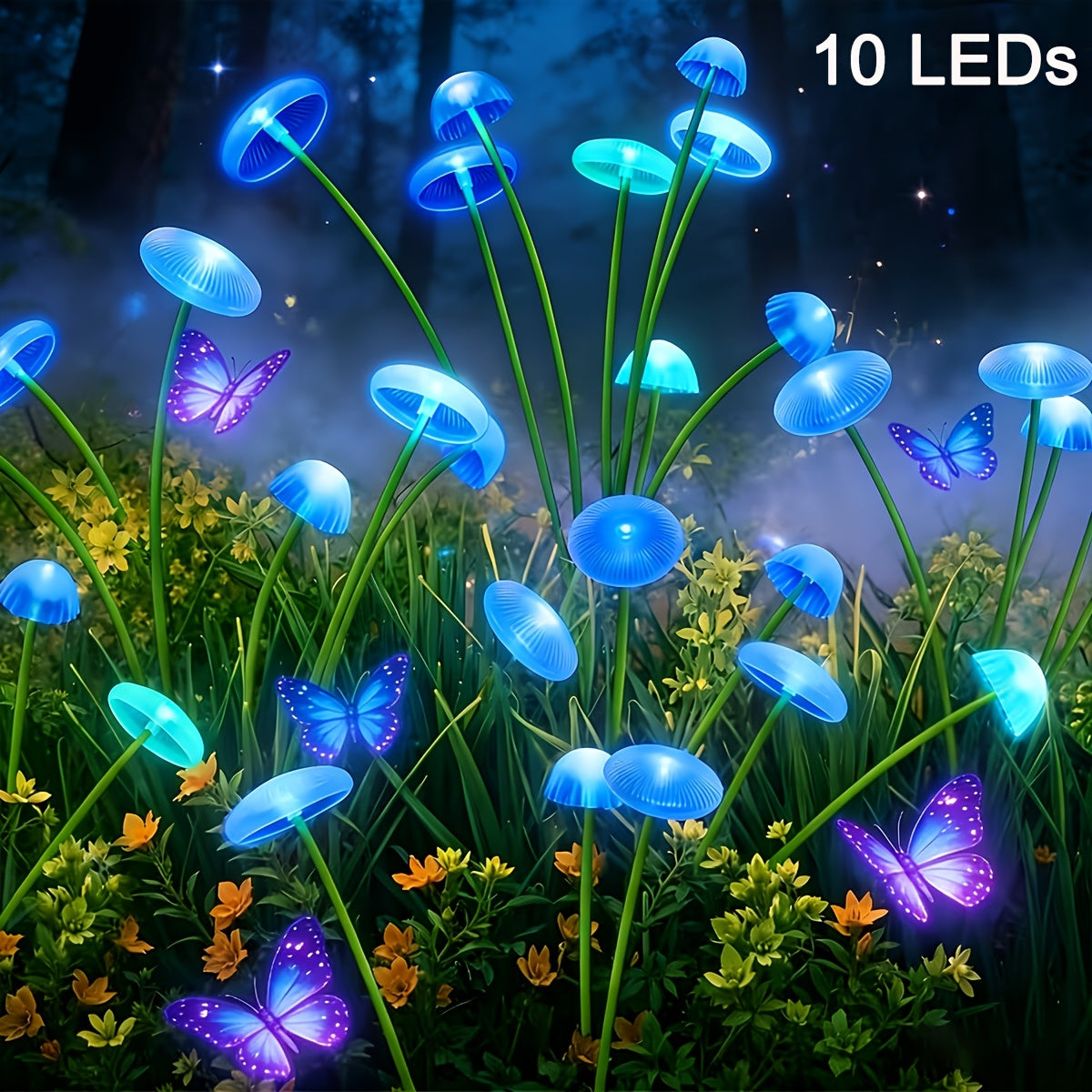 Solar Jellyfish Mushroom Light, 6/8/10 LEDs, 2 Flicker Modes, Courtyard Lawn Light Decoration | Outdoor Solar Garden Light, Perfect for Courtyard, Street, Party Tree Decoration, 11 Festival Decorations