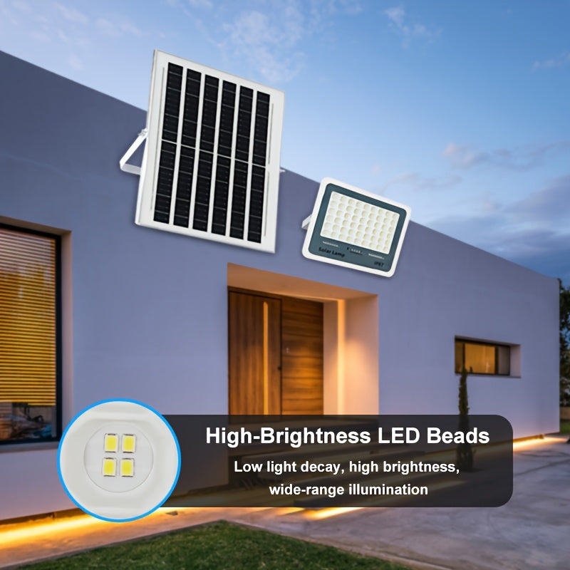 Solar Garage Light for Illumination, Wall Mount Light, Street Light, Flood and Search Light, Emergency Light - IP67 Rating, Remote Control Included, 177-Inch Cable, Perfect for Garden, Path, Courtyard and Hallway