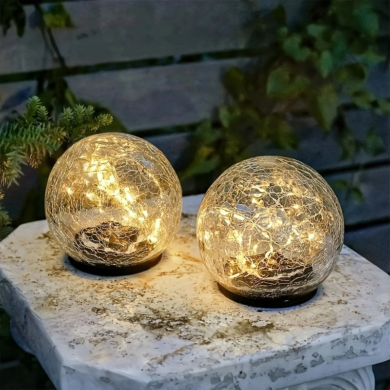 Halloween Solar LED Garden Globe Light, Cracked Glass Sphere LED Outdoor Decorative Light, Perfect for Halloween, Christmas, Easter, Patio, Lawn, Garden Lighting | Elegant Globe Light
