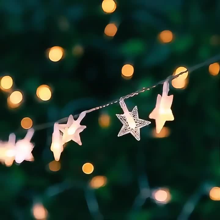 1入 LED 星星燈串，星星燈飾，電池供電（不含電池），非常適合露營派個、樹木婚禮、居家裝飾、露台照明，生日禮物、畢業典禮禮物