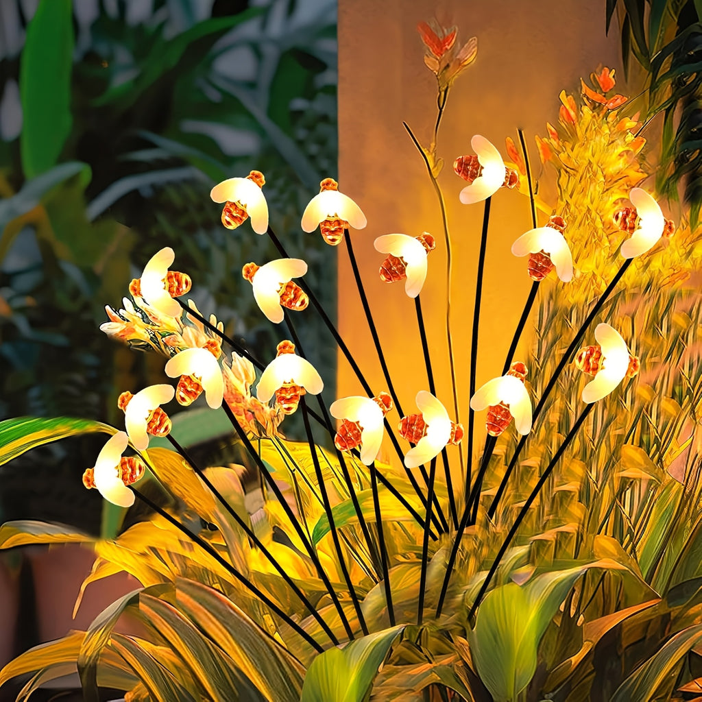 1PC Solar Bee Light Outdoor 8-Head Bee Solar Light Suitable for Garden Path Fence Courtyard Patio Walkway Decorative Lighting Perfect for Outdoor and Holiday Decoration