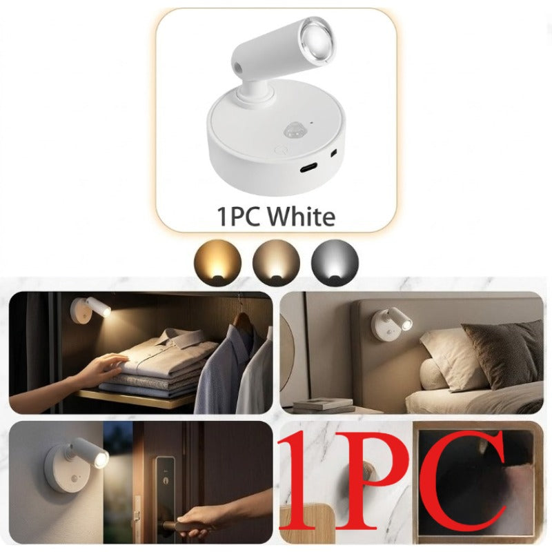 Magnetic rechargeable wall light available in black and white, modern stylish lamp, home decor, suitable for display cabinets, makeup tables, fitting rooms, bedrooms, sleep aid, creating a warm atmosphere.