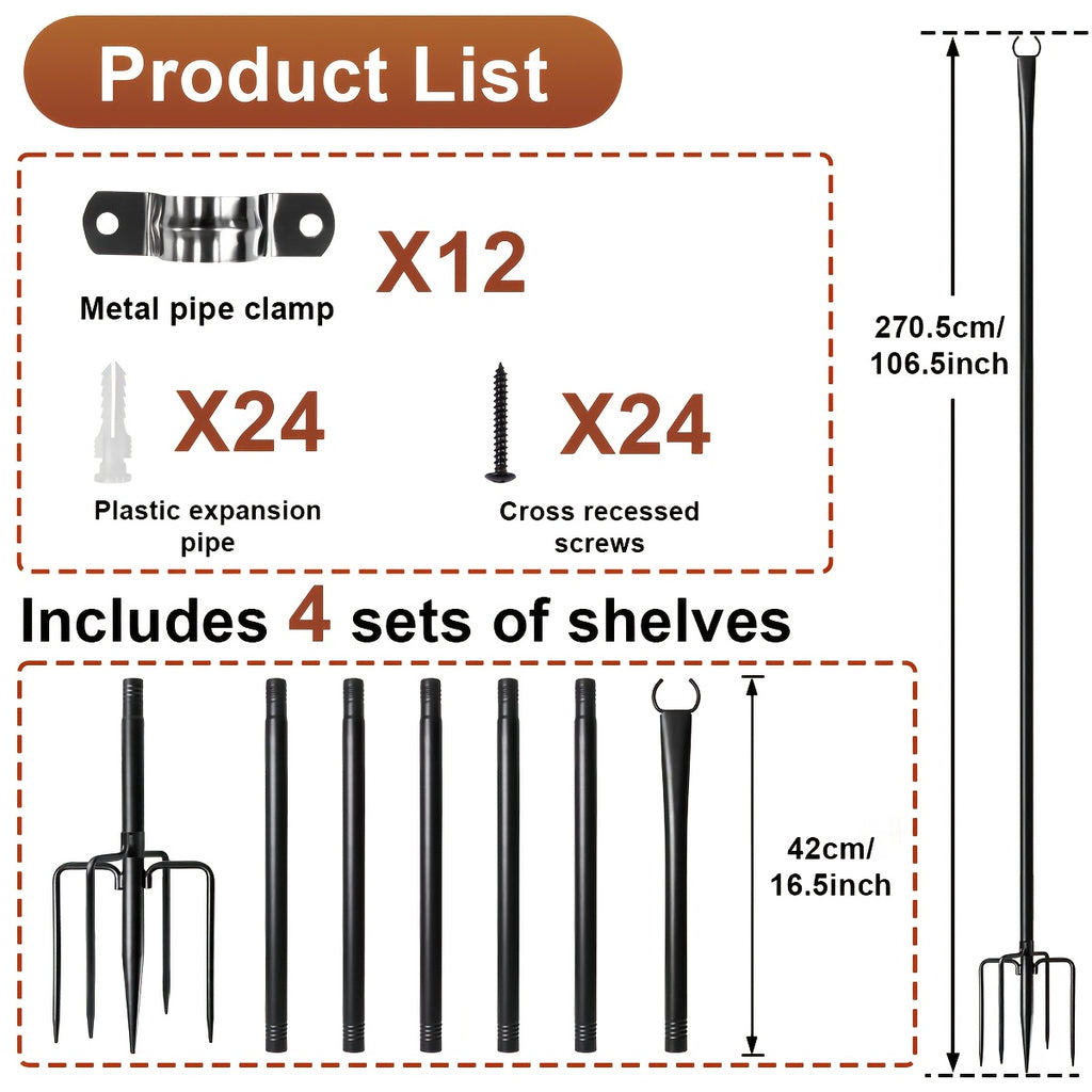 4/6 Pack 10FT String Light Poles, Galvanized Metal Outdoor String Light Poles, Courtyard Light Pole with Fork Design, Perfect for Backyard, Patio, Deck, Garden, Wedding and Party, 2-in-1 Design