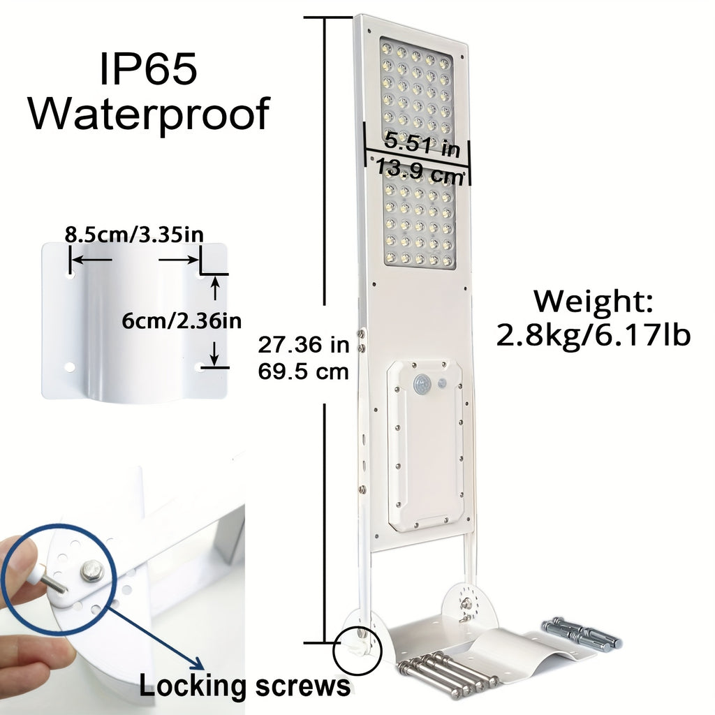 1 Solar Street Light IP65 Waterproof 60LED Metal Sensor Wall-Mounted Outdoor Light with 3 Lighting Modes, Automatic Dusk to Dawn, Perfect for Garden, Street, Deck, Patio, Pathway, Garage, Parking Lot