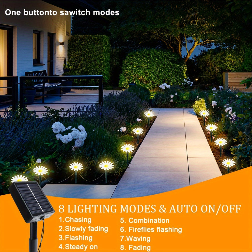 1 Set of 20 LED Solar Flower Lights, 8-Mode Outdoor Decorative Light, IP44 Waterproof, Suitable for Home, Wedding, Holiday and Party - Powered by Solar Lithium Battery, Outdoor Lighting | Flower Decoration | Solar Courtyard Light