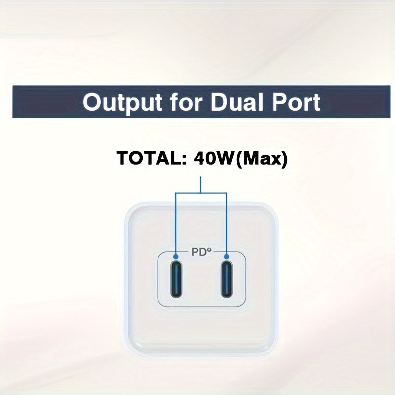 2 Pack USB C Charger, 40W PD Type C Fast Charger Block Plug Adapter Dual Port PD3.0 USBC Charging Brick Cube For IPhone, IPad, Samsung Galaxy, Google Pixel, Motorola, Huawei