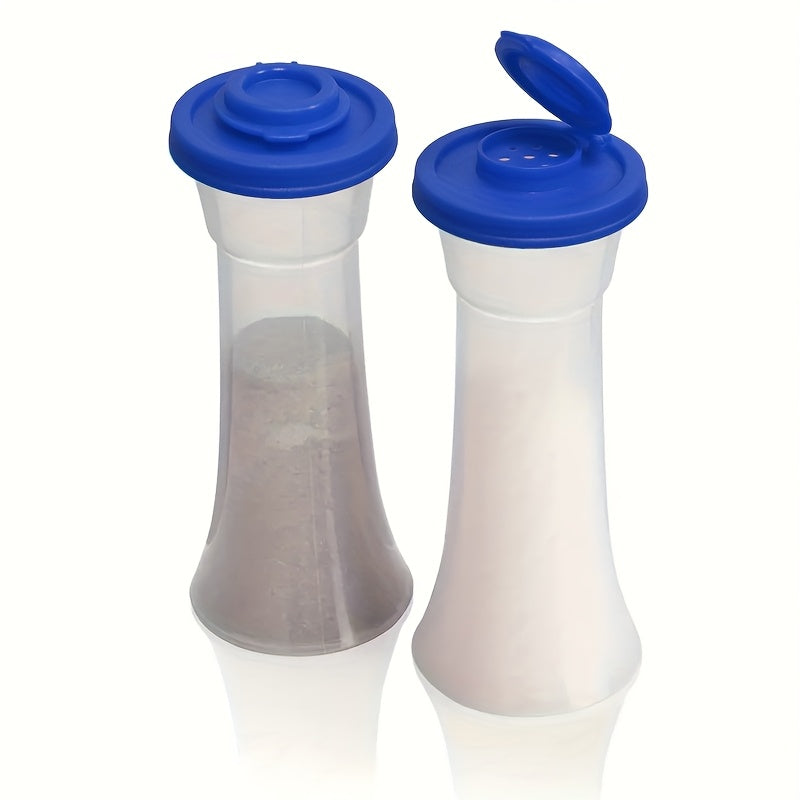 2 Extra-Large Salt & Pepper Shakers, Moisture-Proof Salt Collector – Perfect for Camping, Picnic, Outdoor Kitchen, Lunch Box, Travel – Clear Spice Jars with Red Lids – Plastic Airtight Spice Dispensers, BBQ Seasoning Shakers, Powder Dispensers