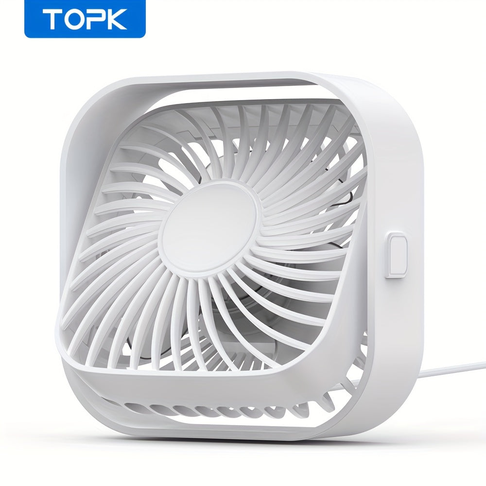 RV Fan, TOPK K51 Mini USB Desk Fan, Premium Brushless Motor, Quiet Operation, High Airflow, Elegant Design, Perfect for Bedroom or Personal Use on Small Tables