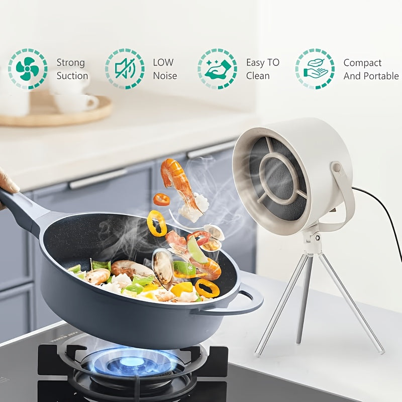2-in-1 Kitchen Range Hood – Tabletop or Wall-Mounted, Large Suction Quiet Exhaust Fan for Small Apartments, Rentals, Small Kitchens, Open Kitchens – Efficient Oil Fume Separation & Easy Cleaning, Space-Saving & Low-Noise Extractor Fan