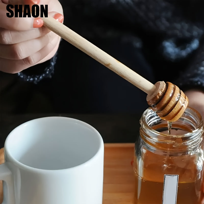 One Wooden Honey Dipper – Honeycomb Dripper, Long-Handled Stirrer for Honey, Syrup & Jam – Kitchen Utensil & Stirring Tool for Syrups, Maple Syrup or Any Non-Oily Stretchy Foods – Perfect for Homemade Honey