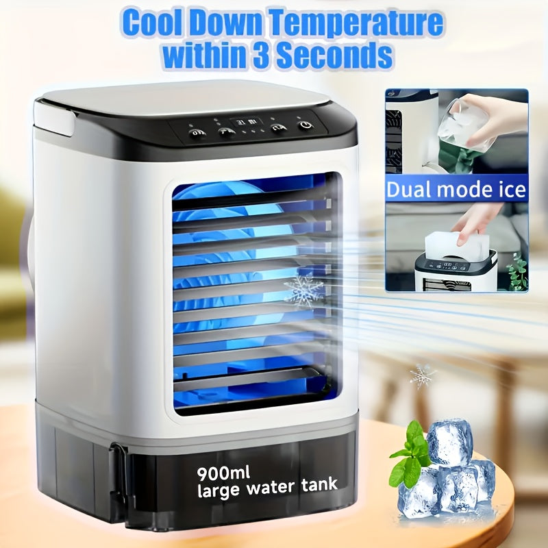 3 Seconds Instant Cooling! Mini Portable USB Cooling Fan Humidifier, Ultra Quiet 25Db, 30.43oz Water Tank, 6 Hours Timer, Ideal for Home Office Dorm, Perfect Holiday Gift