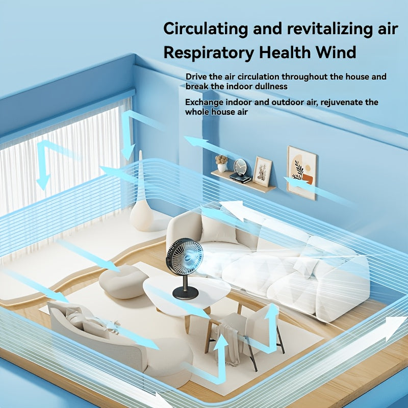 Multifunctional Adjustable Hanging & Desktop Fan | 5 Speed Levels, Built-in Light, USB Charging Port, 360° Adjustable, Triple Fan Design, High Power & Large Capacity Battery, Perfect Partner for Home, Bedroom, Living Room