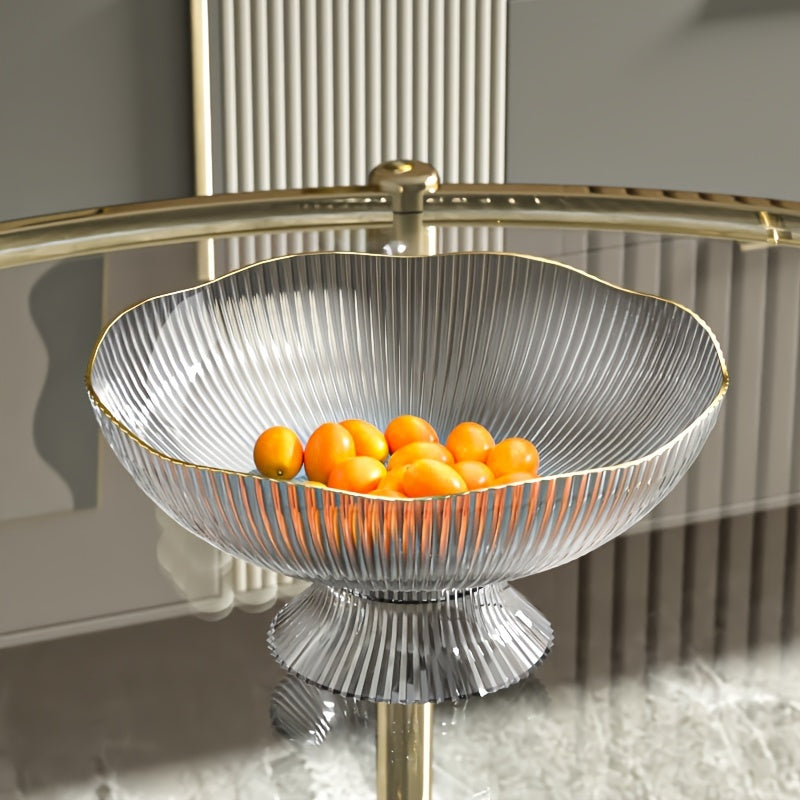 1 Set of Light Luxury Home Fruit Bowl, Transparent PET Plastic, Ins Style Snack Tray with Gold Edge, Flower & Fruit Basket, KTV Fruit Bowl