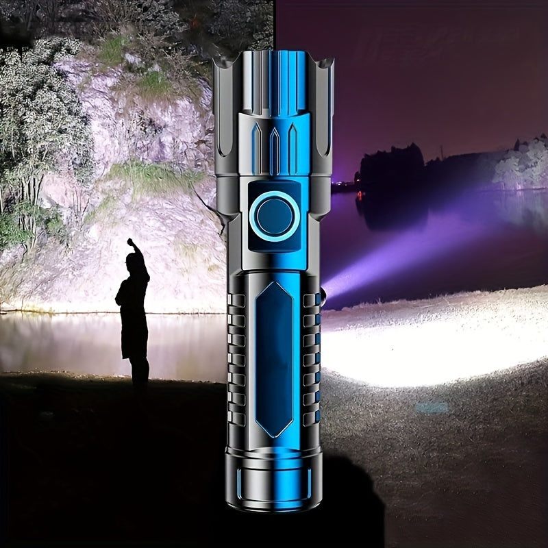 Two Ultra-Bright Flashlights, High Lumen Tactical Flashlight with 3 Modes, Zoomable, Portable Camping Flashlight for Outdoor Hiking & Home Emergency, Built-in Lithium Battery