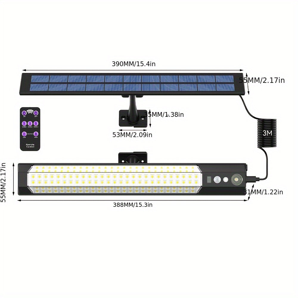 MYSLDR-1 Pack - 196/96 LED Solar Street Light Outdoor IP65 with Motion Sensor Dusk-to-Dawn High Brightness Commercial & Courtyard Security Light, Auto On/Off, Motion Sensor, Outdoor, Garden, Patio, Yard, Pathway Landscape