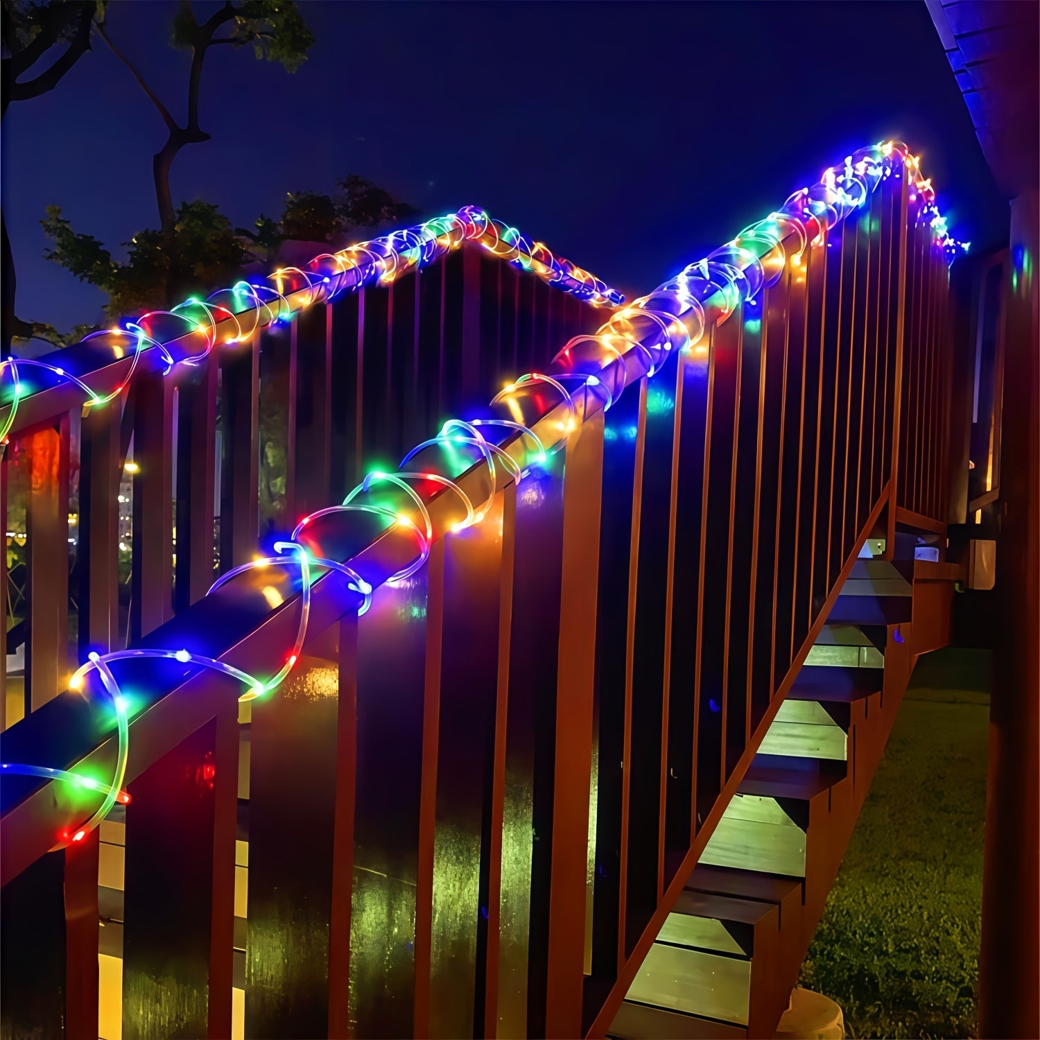 Solar garden tube light, outdoor decorative smart light string, 12 flashing modes fairy light, light-sensing on/off, PVC material, suitable for courtyards, fences, patios, camping, parties, holiday decorations - warm white / white / multicolor