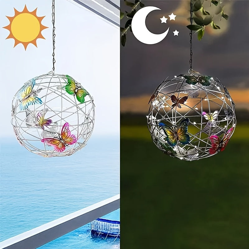Solar Outdoor Butterfly Ball Light Small Butterfly Style Old