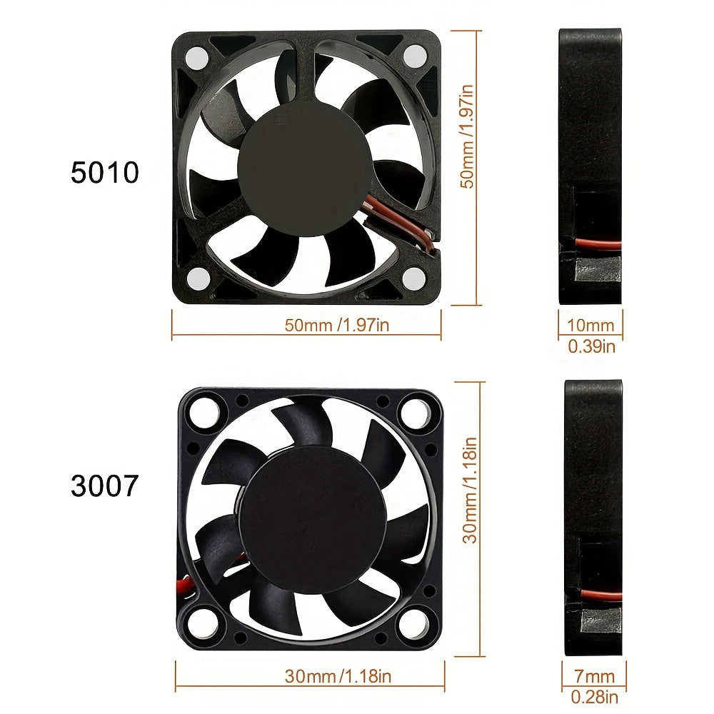 CLELO 4-Pack Mini Cooling Fans for 3D Printers – Brushless DC, 12V/24V, 2-Pin Connector, Ideal for Industrial Use