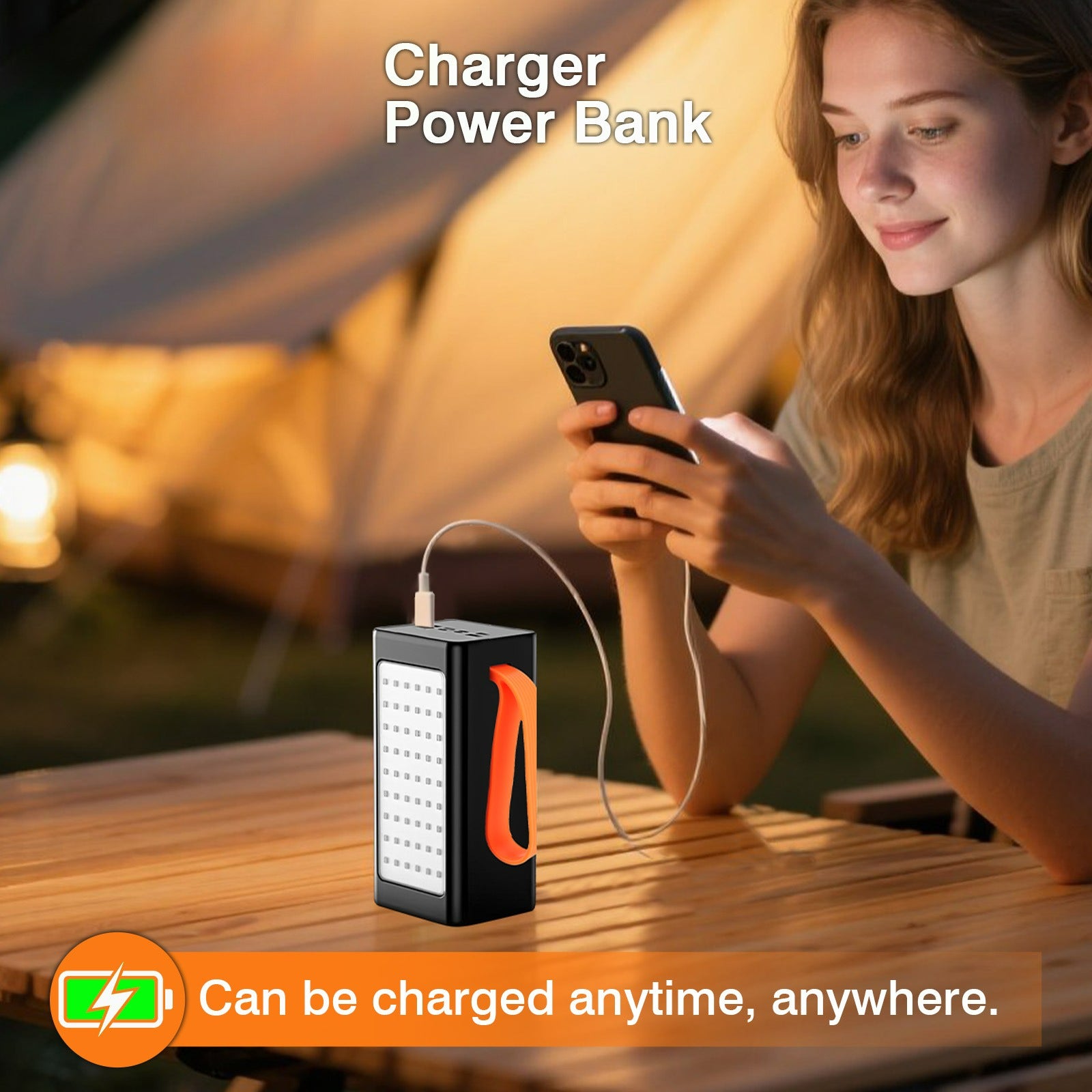 60000mAh Two-way Fast Charging Power Bank with LED Neon Flashlight, Large Capacity Portable Bidirectional Mobile Power Source External Tito C Compatible with Smart Phones, for iPhone 17Pro Max/ 16/ 15/ 14/ 13/ 12/ 11 Etc., for Samsung Most Smart