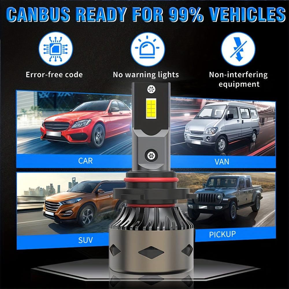 2-Pack H7 LED Headlights, H1, H4, H7, H11, COB Chip with Cooling Fan, 200W High Power, High/Low Beam Switching, No Canbus Error, 800% Brightness Increase, Compatible with HB3/9005, HB4/9006, HIR2/9012-G116