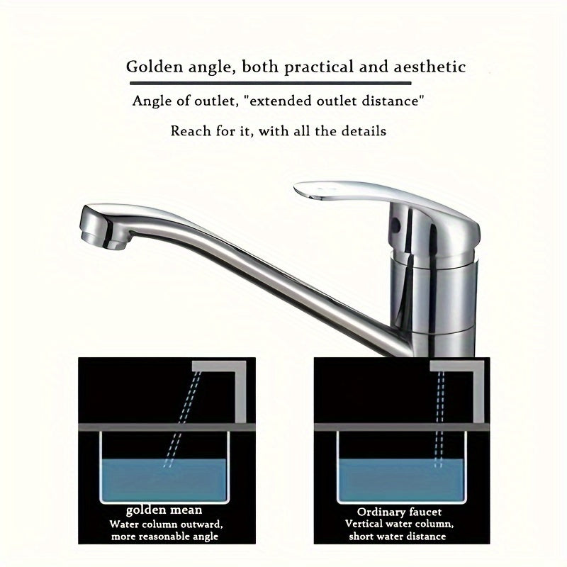 1x Stylish 304 Stainless Steel Faucet - 360° Swivel, Hot & Cold Water Mixer for Kitchen & Bathroom Sink - Chrome Finish, Ceramic Cartridge Water-Saving, Easy Install