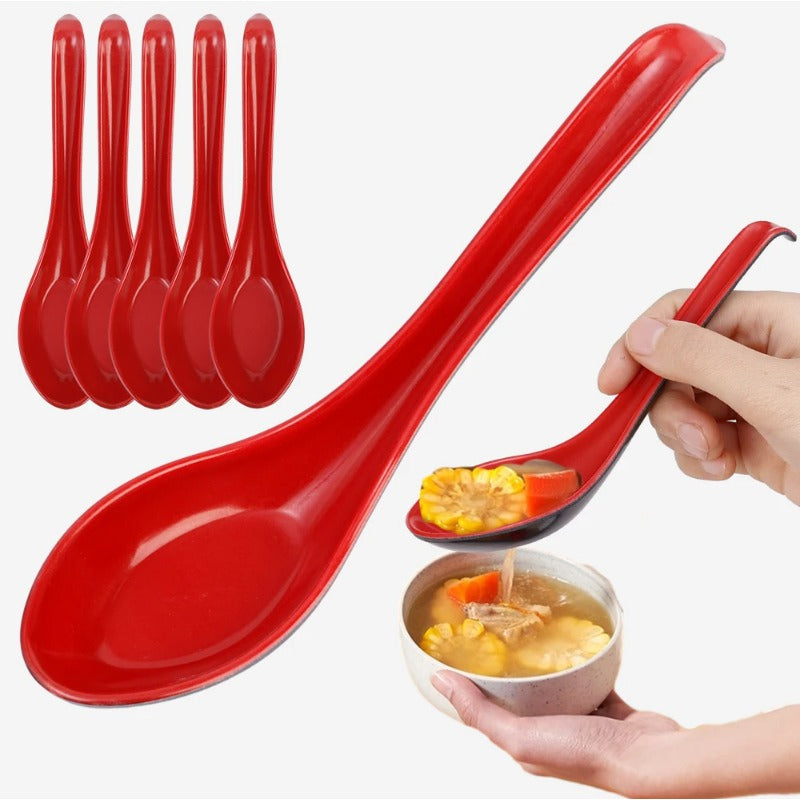 6-Pack Strong Ceramic Shock-Resistant Spoons | Japanese Rice Spoons, Dumpling & Congee Spoons, Cutlery for Restaurant, Bar & Kitchen