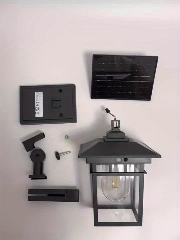 Solar Wall Light with Motion Sensor and Adjustable Panel | Dusk to Dawn Automatic On/Off, Security Lantern Suitable for Gate, Garage, Fence, Courtyard, Patio