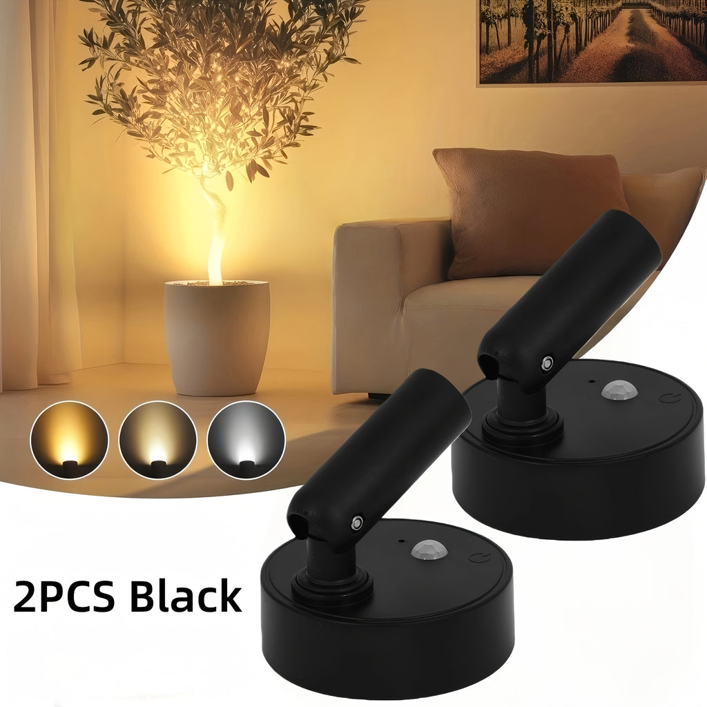 Tri-color temperature wireless motion sensor spotlight, magnetic wall light, high-efficiency sensor light, battery-powered rechargeable wall light, adjustable warm/cool/neutral light, indoor spotlight, suitable for hallways, photos, artwork display