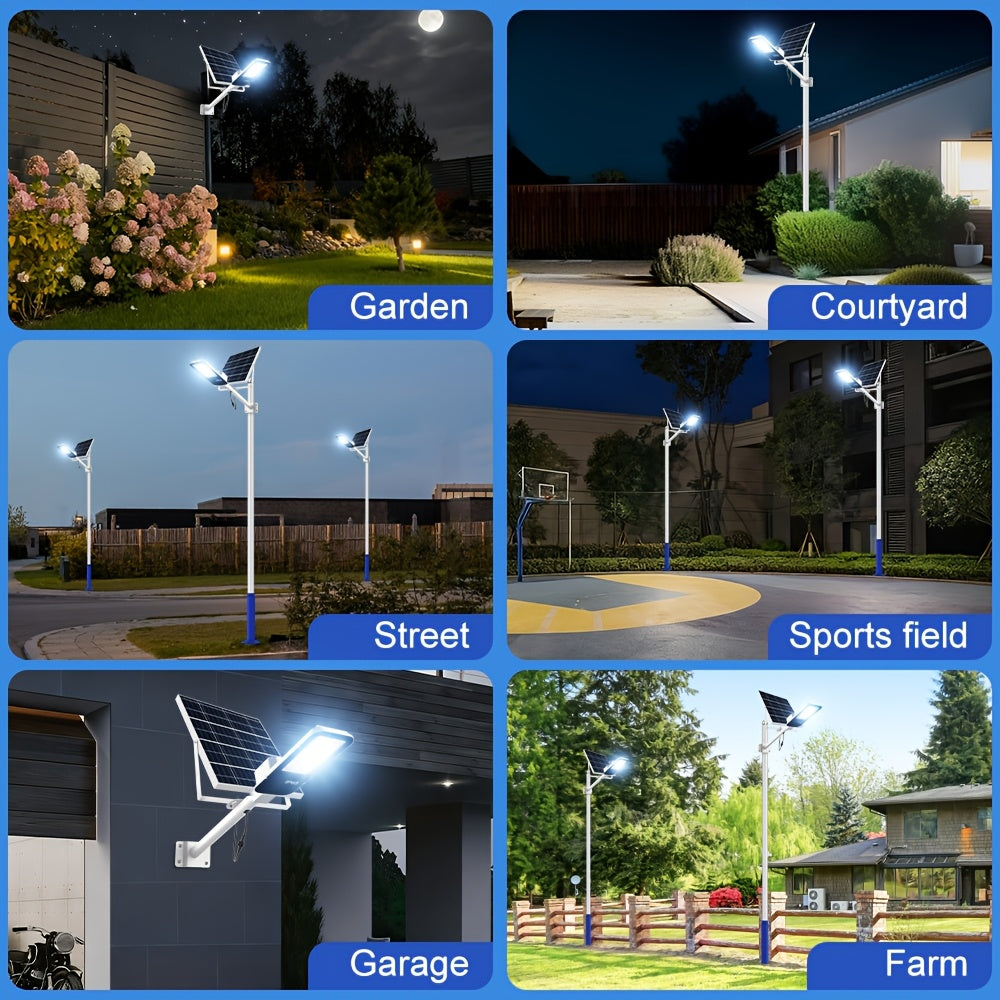 1 Piece Powerful LED Solar Street Light, IP65 Outdoor Garden Light, Dusk-to-Dawn Security Floodlight, with Remote Control, 10000mAh Large Capacity, Semi-Flush Mount Exterior Wall Light, Perfect for Garden, Pathway, Courtyard, Patio, Garage